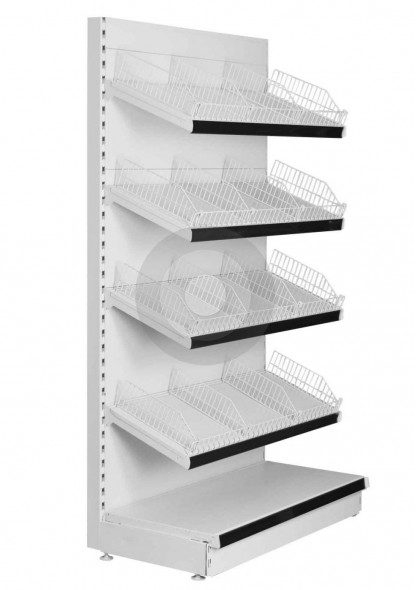 Wall shelving with wire risers and dividers