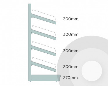 Shallow Wall Shelving With Plastic Risers And Dividers Silver (RAL9006)