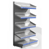 Shallow Wall Shelving With Plastic Risers And Dividers Silver (RAL9006)