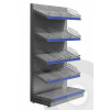 Shallow Wall Shelving With Wire Risers And Dividers Silver (RAL9006)
