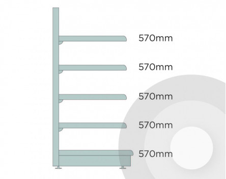 Deep Maximum Display Wall Shelving Silver (RAL9006)