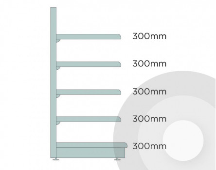Extra Shallow Maximum Display Wall Shelving Silver (RAL9006)