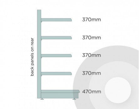 Medium Promo Shelving Base + 4 Silver (RAL9006)