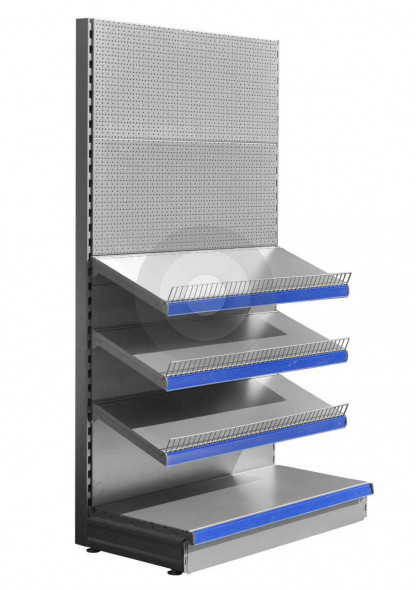 Silver stationery shelving unit