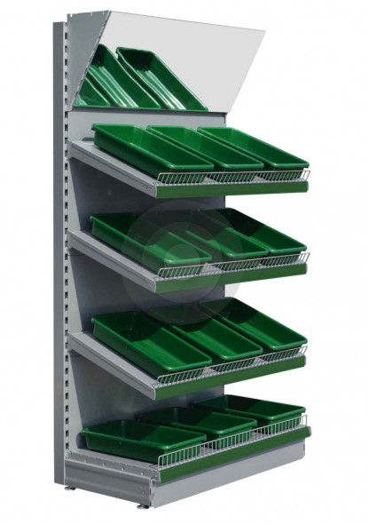 Silver fruit and veg display shelving