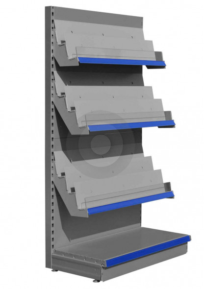 Silver 8 tier magazine shelving unit
