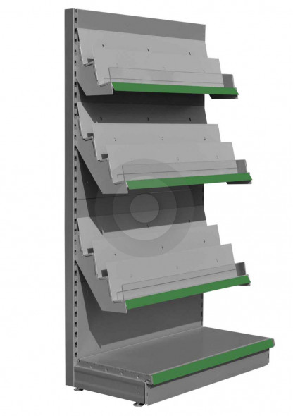 8 tier silver magazine shelving bay