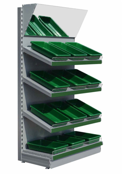 silver fruit and vegetable shelving