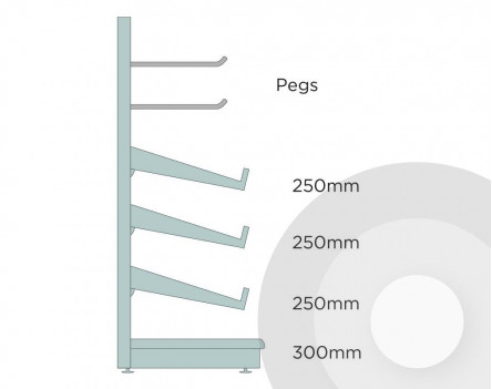 Extra Shallow Stationery Shelving Silver (RAL9006)