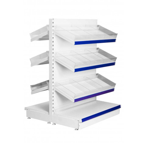 shelving with plastic risers and dividers