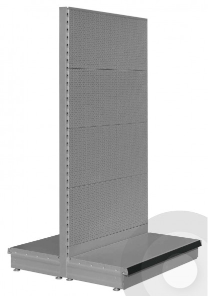 silver gondola peg board shelving