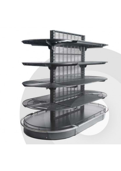 Retail Wire Shelving Gondola Bay with Half Round End Shelves - Wire Profiles