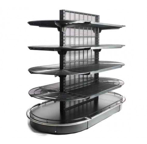 Retail Wire Shelving Gondola Bay with Half Round End Shelves