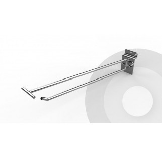 Single Slatwall Hook with Overarm 300mm (Box 100) Chrome